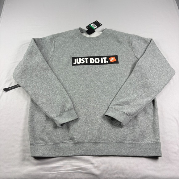 Nike Other - Nike Sweatshirt Mens XL Gray Crew Neck Just Do It Spell Out Graphic Pullover NEW